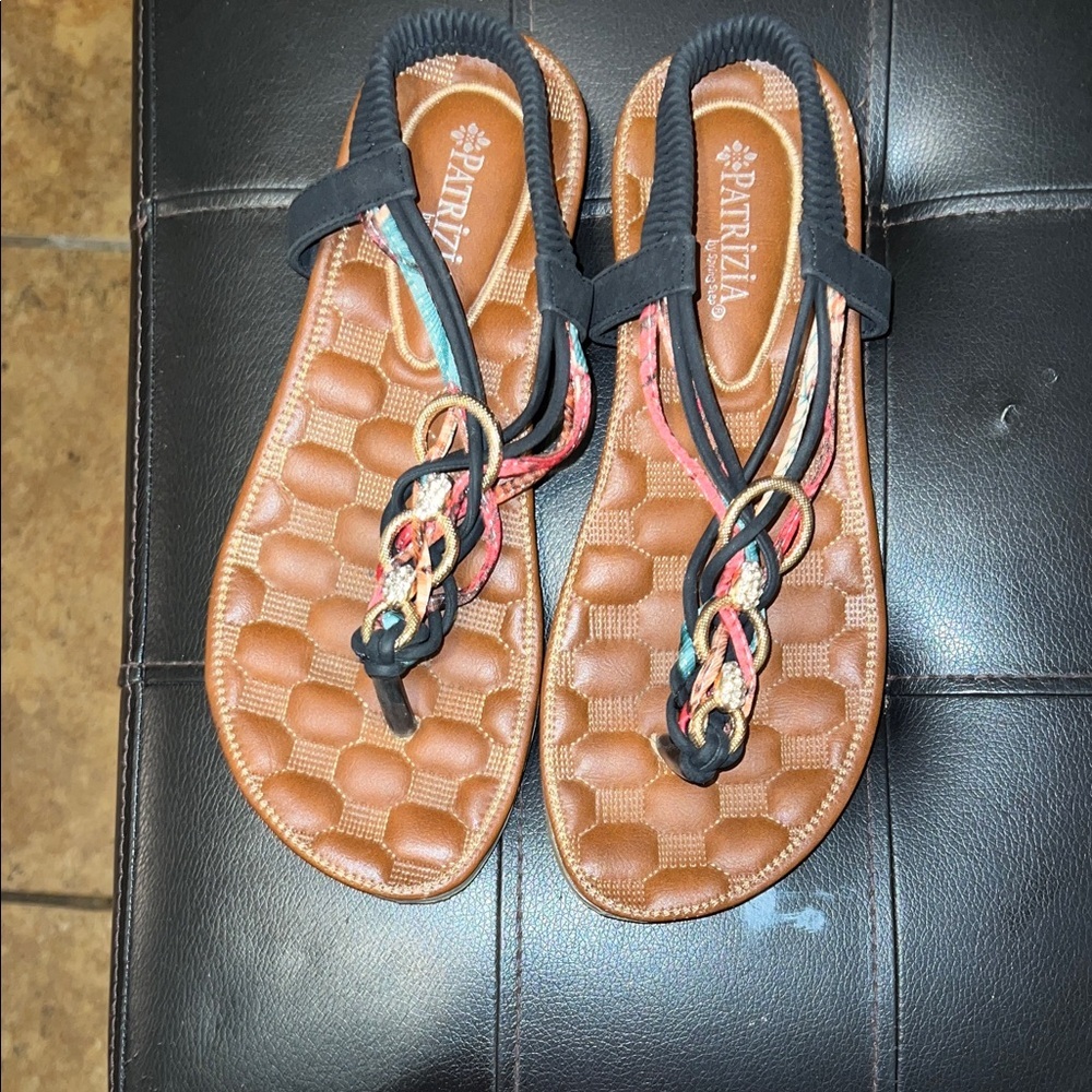 Patrizia Brown Braided Thong Sandals - Multicolor Straps